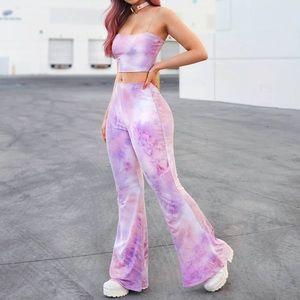 Women's Purple Tie-Dye Two-Piece Set